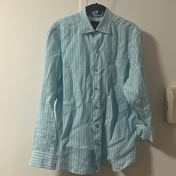 Tommy Bahama Linen Button Down Light Blue Small - Picture 1 of 5